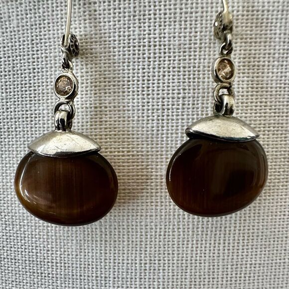 Monet Brown Glass Dangle Earrings - Picture 2 of 8